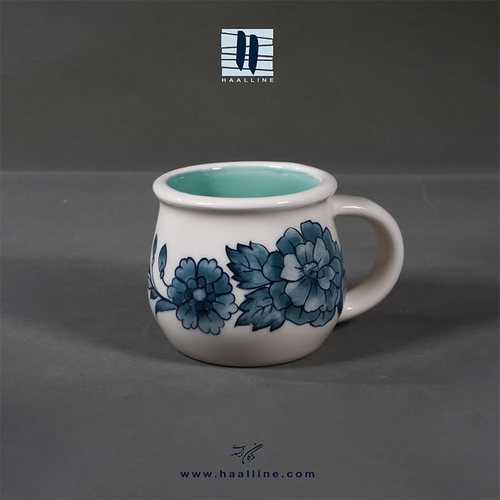 فنجان سرامیکی نقاشی دستی زیرلعابی رنگی سبز و آبی کد: CUP-C-77575