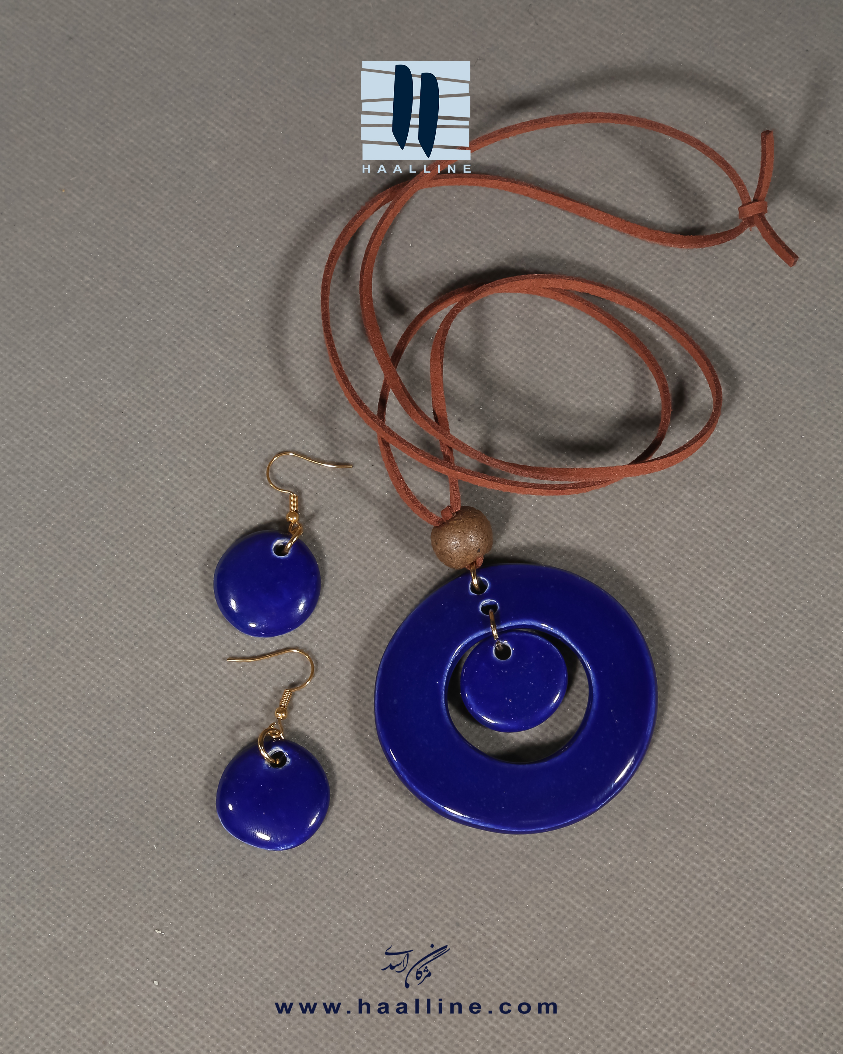 نیم ست سرامیکی دست ساز به رنگ بنفش با متعلات استیل