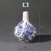 گلدان سرامیکی مدل نسترن سایز بزرگ طراحی و نقاشی شده با دست  کد: NASTARAN-BW-B-2415