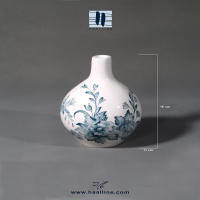 گلدان سرامیکی مدل نسترن سایز کوچک سبز آبی ایتالیایی طراحی و نقاشی شده با دست کد: NASTARAN-BW-S-1611