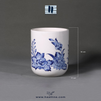 گلدان سرامیکی مدل شهری آبی سفید طراحی و نقاشی شده با دست کد: SHAHRI-BW-M-1611