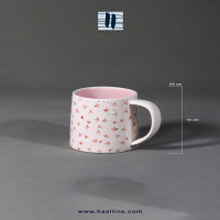 ماگ سرامیکی بزرگ مدل 1095 با طرح گلهای صورتی مینیمال به صورت زیرلعابی کد: MUG-B-1095